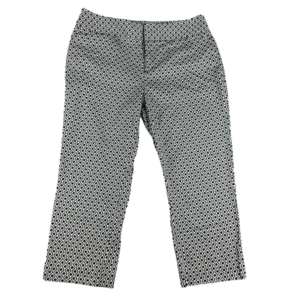 Coldwater Creek Pants Women's 6 Black White Cropped Capri Natural Fit Geometric